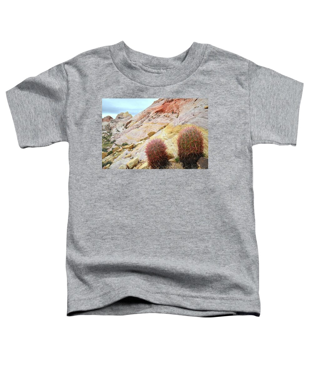 Valley Of Fire State Park Toddler T-Shirt featuring the photograph Valley of Fire Barrel Cactus by Ray Mathis