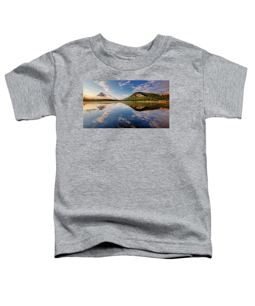 Alberta Toddler T-Shirt featuring the photograph Vermilion Reflections by Neil Shapiro