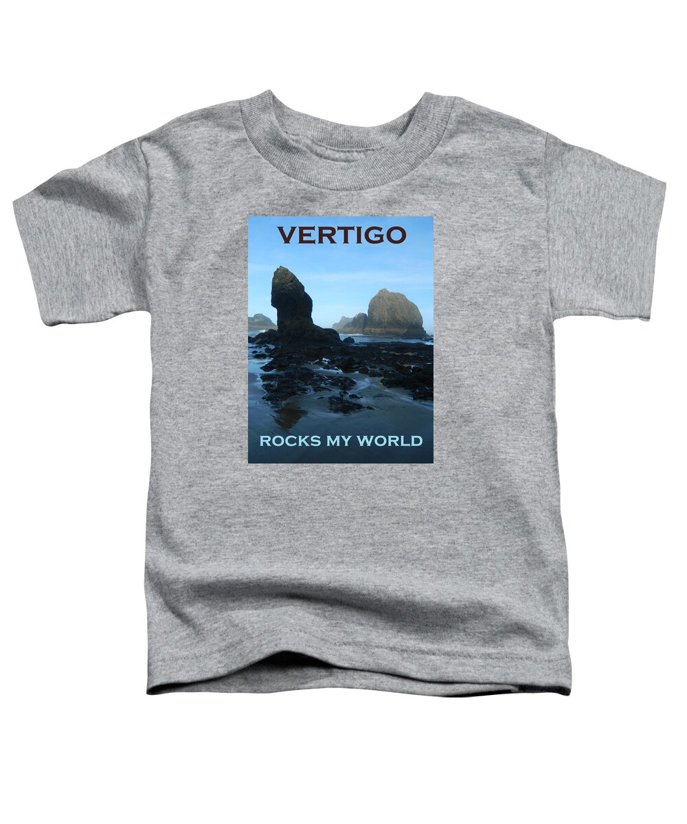 An Early Morning Low Tide Beach Scene With Large Rocks At Oceanside Beach Toddler T-Shirt featuring the photograph Vertigo Rocks My World Two by Gallery Of Hope 