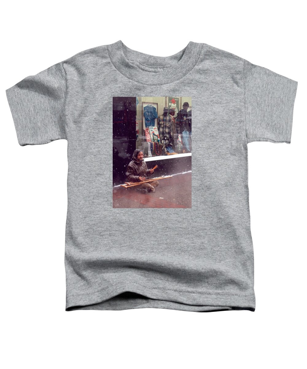 Downtown Minneapolis Toddler T-Shirt featuring the photograph Vet selling pencils by Mike Evangelist