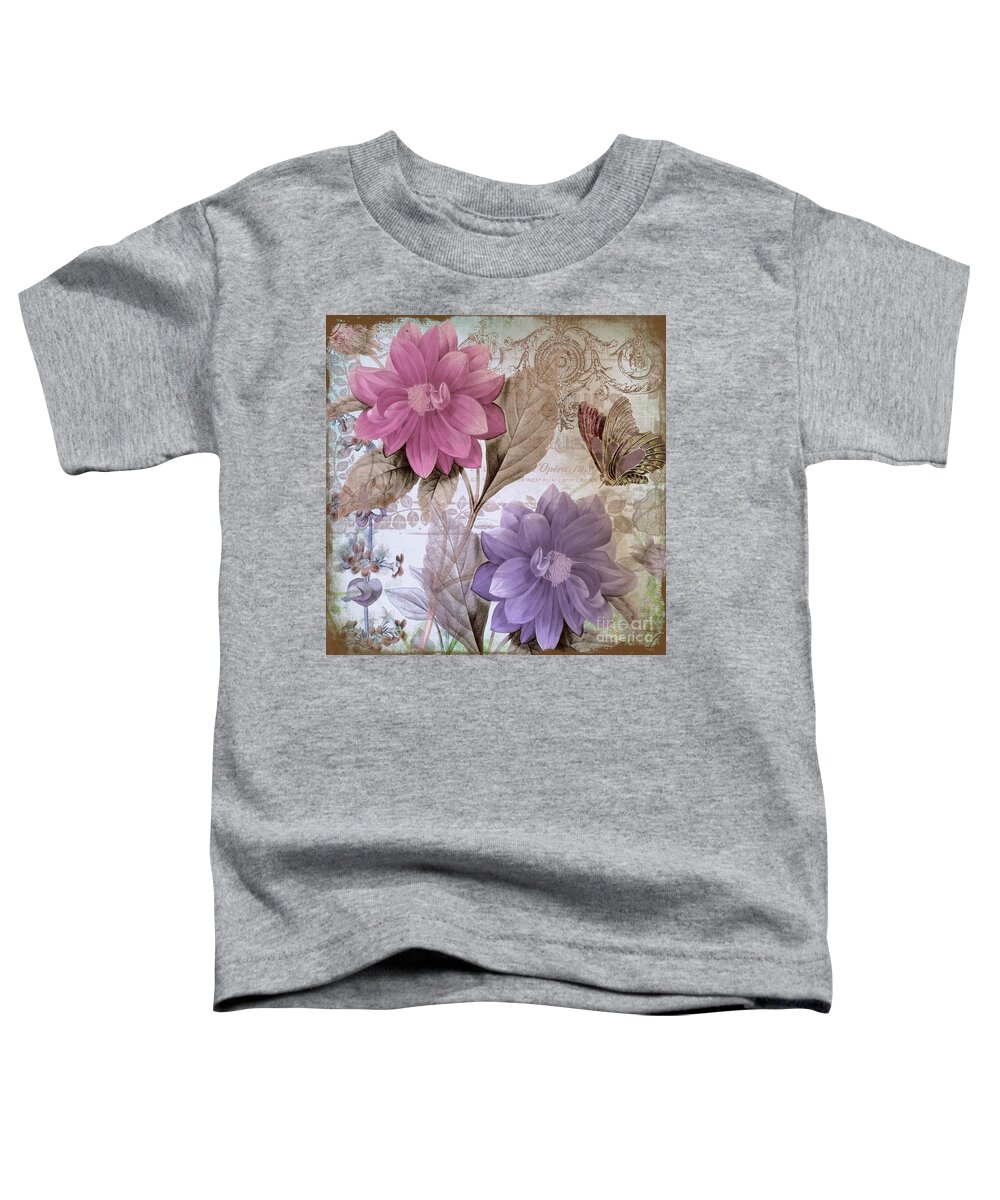 Dahlias Toddler T-Shirt featuring the painting Victorian Romance by Mindy Sommers
