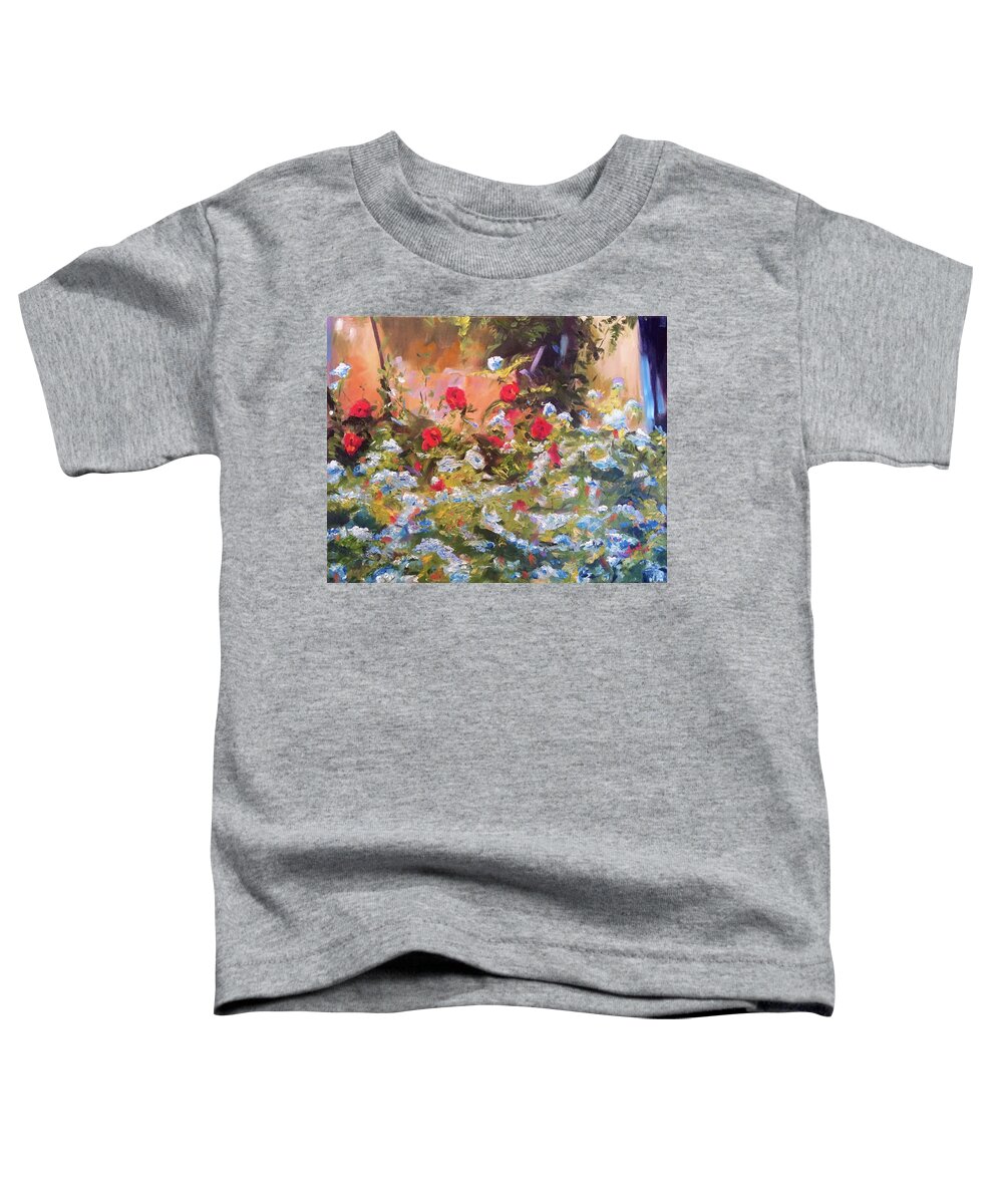  Toddler T-Shirt featuring the painting Villefranche Blossums by Josef Kelly