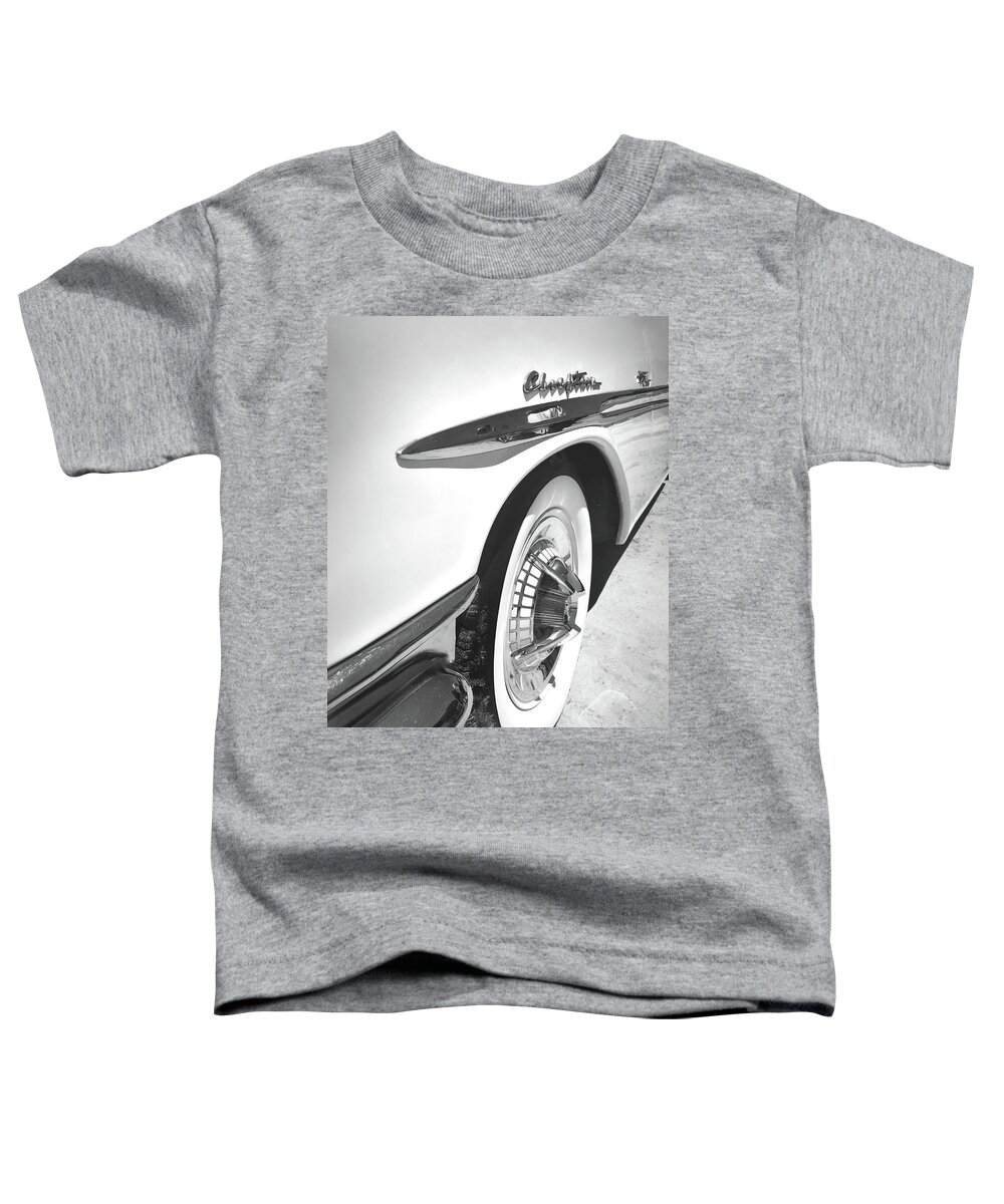 Kelly Hazel Toddler T-Shirt featuring the photograph Vintage Plymouth Chieftain in the Desert by Kelly Hazel