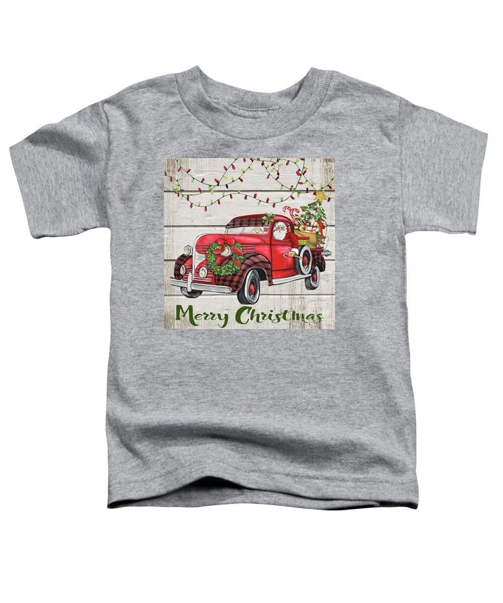 Vintage Toddler T-Shirt featuring the painting Vintage Christmas Truck-E by Jean Plout
