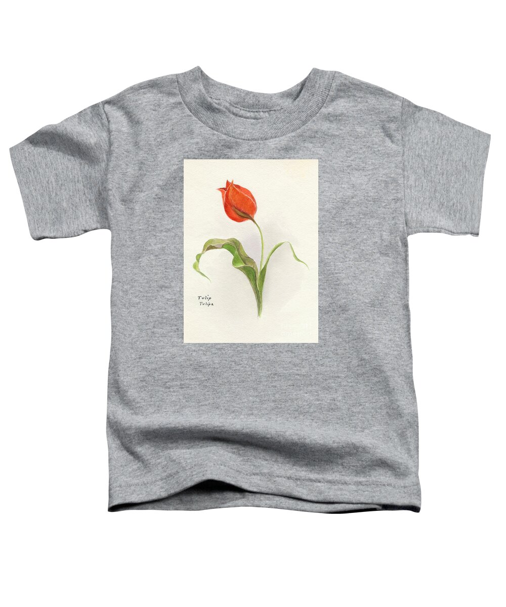 Vintage Toddler T-Shirt featuring the painting Vintage Tulip Watercolor by Edward Fielding