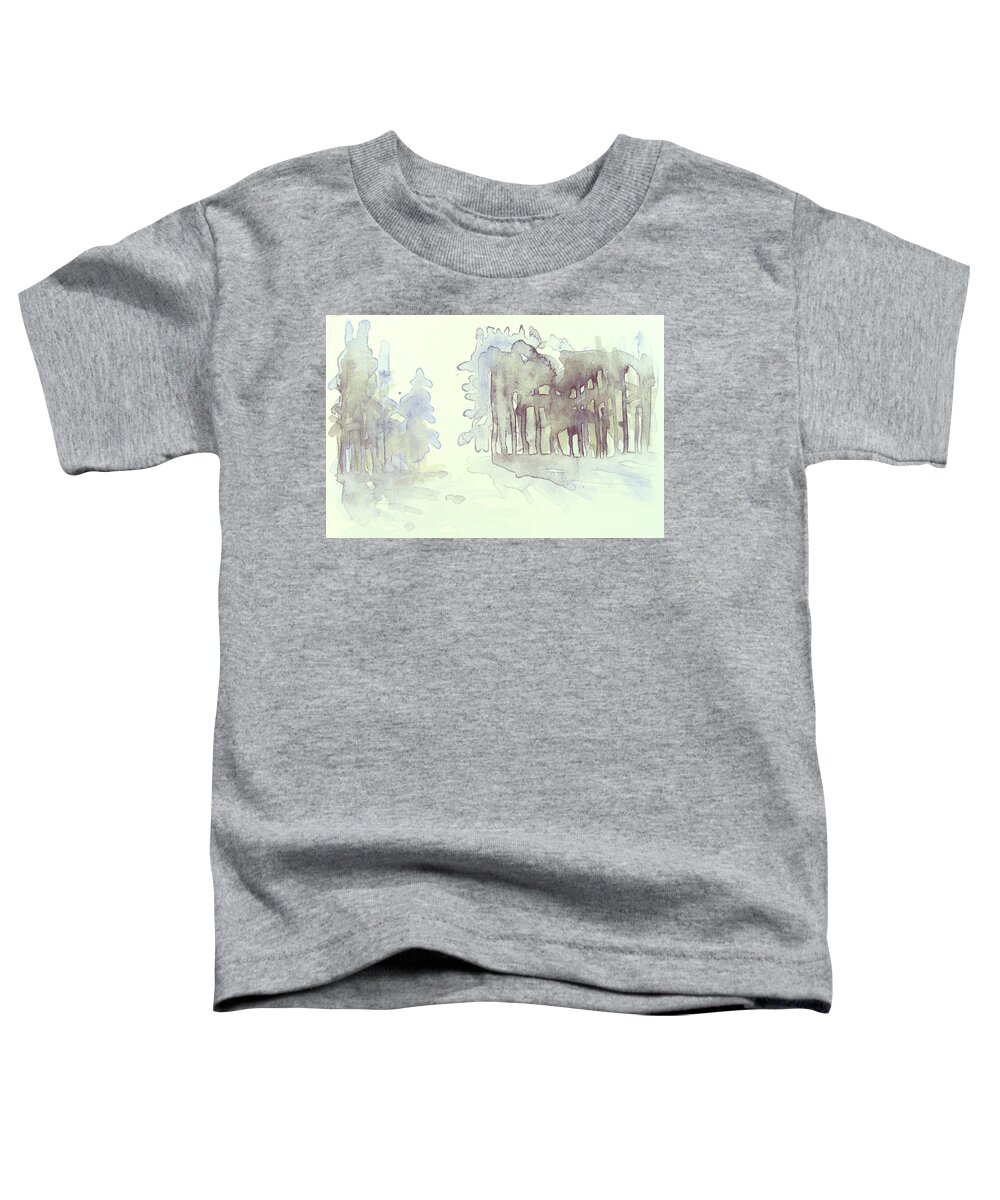 Landskap Toddler T-Shirt featuring the painting Vintrig skogsglanta, a wintry glade in the woods 2,83 Mb_0047 Up to 60 x 40 cm by Marica Ohlsson