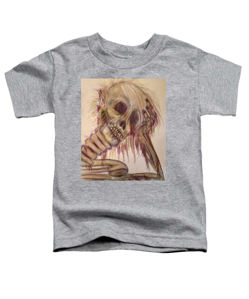 Colour Pencil Toddler T-Shirt featuring the drawing Waiting forever...... by Lisa Koyle