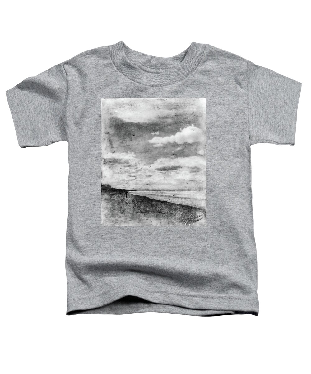 Beach Toddler T-Shirt featuring the mixed media Walk Alone by Roseanne Jones