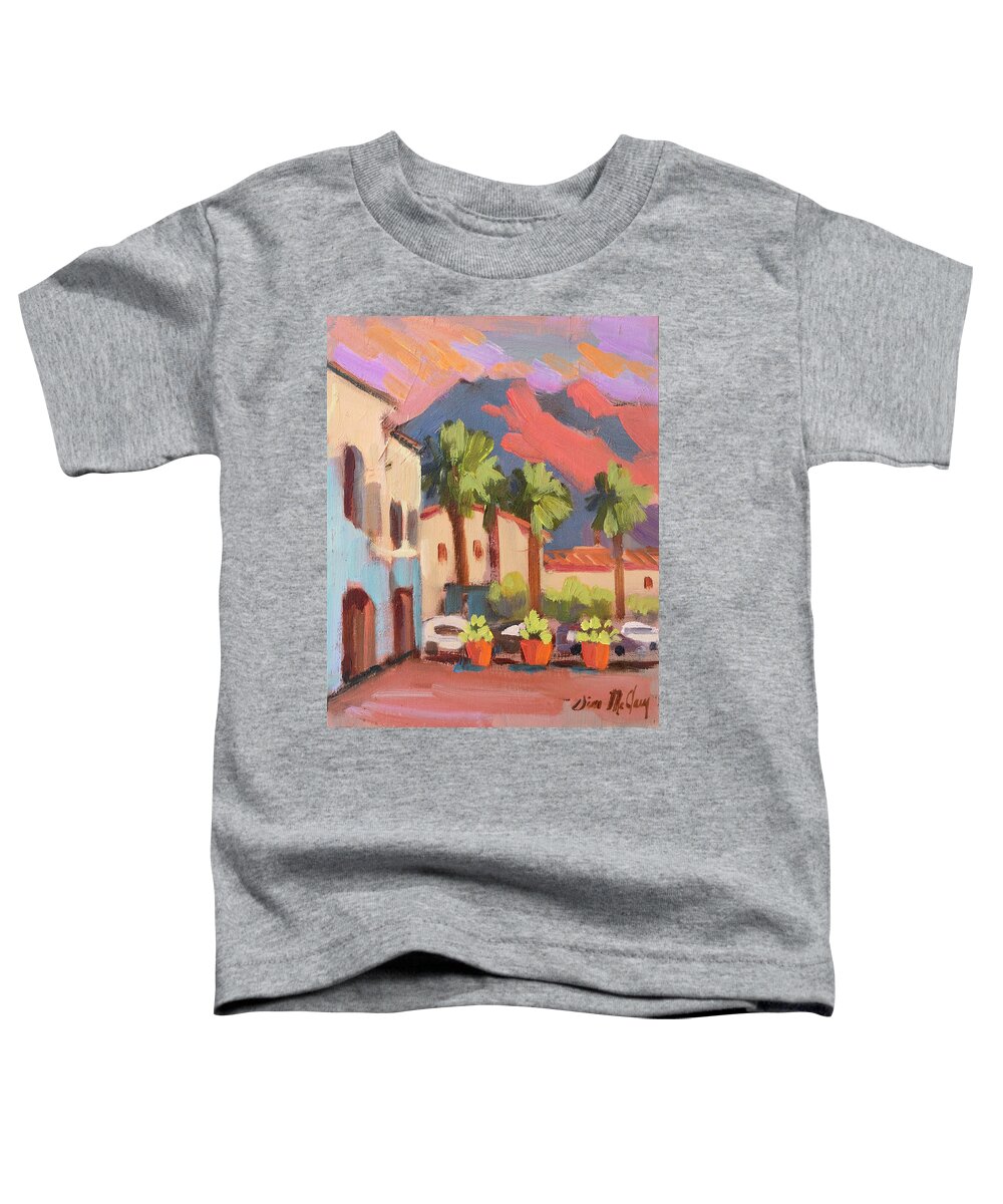 Old Town Toddler T-Shirt featuring the painting Walking Area in Old Town La Quinta by Diane McClary