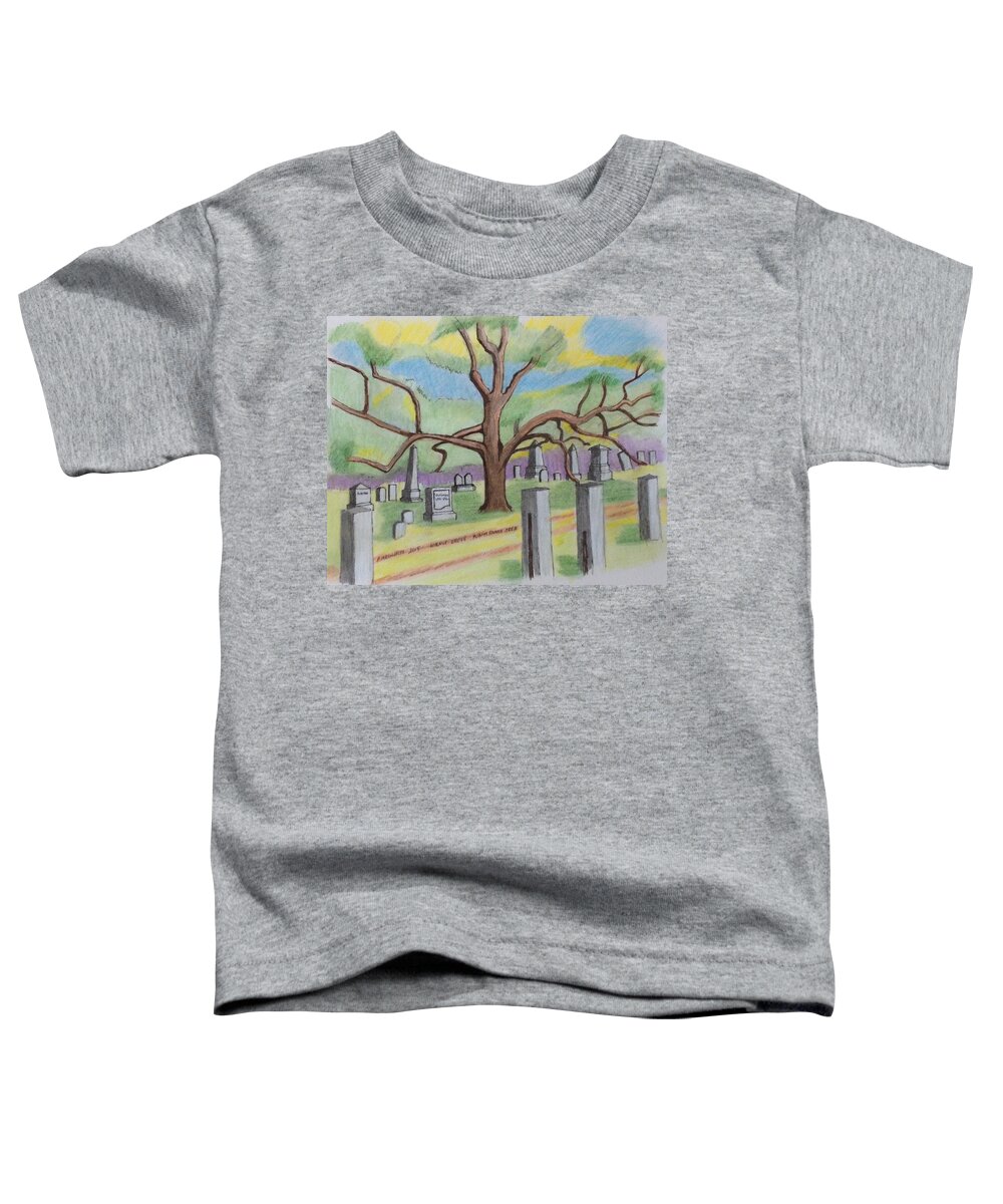 Paul Meinerth Toddler T-Shirt featuring the drawing Walnut Grove Cemetary by Paul Meinerth