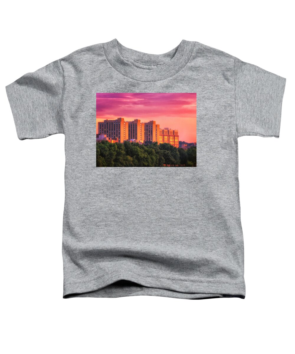 Boston Toddler T-Shirt featuring the photograph Warren Tower Gold by Sylvia J Zarco
