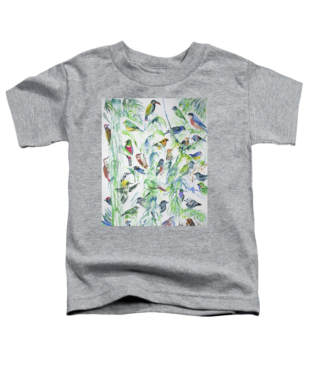 Wildsumaco Toddler T-Shirt featuring the painting Watercolor - Birds of Wildsumaco by Cascade Colors