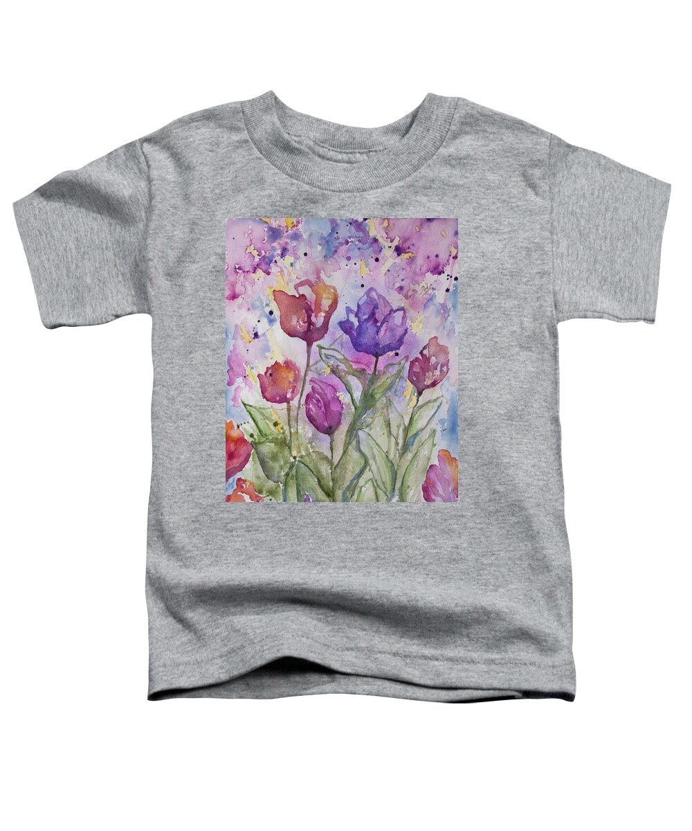 Flower Toddler T-Shirt featuring the painting Watercolor - Spring Flowers by Cascade Colors