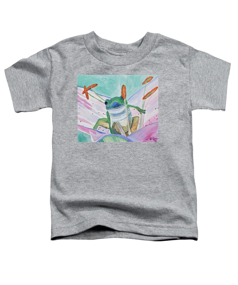 Tree Frog Toddler T-Shirt featuring the painting Watercolor - Tree Frog by Cascade Colors