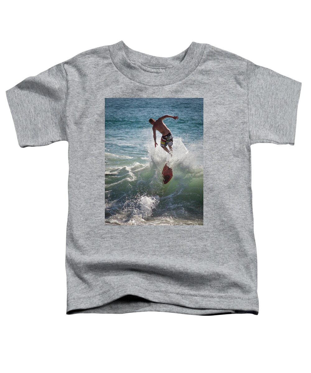 Wave Skimmer Toddler T-Shirt featuring the photograph Wave Skimmer by Jim Gillen