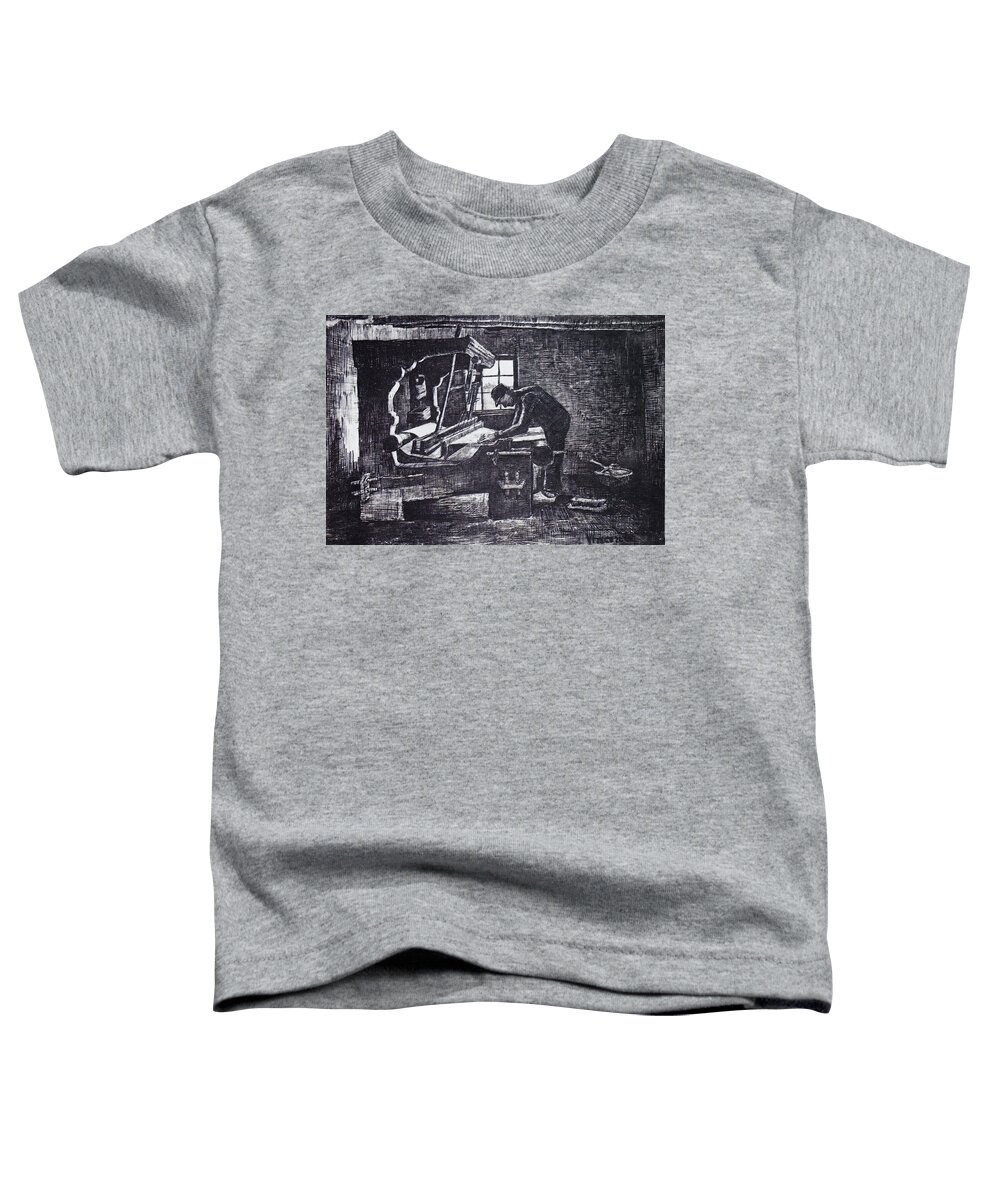 Van Gogh Toddler T-Shirt featuring the drawing Weaver at the Loom by Vincent van Gogh