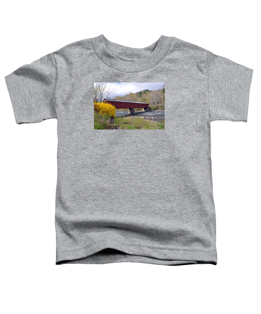 Covered Bridge Toddler T-Shirt featuring the photograph West Cornwall CT covered bridge by Glenn Gordon