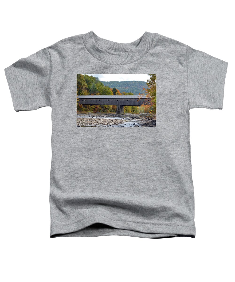 West Dummerstin Toddler T-Shirt featuring the photograph West Dummerston Covered Bridge by Carolyn Mickulas