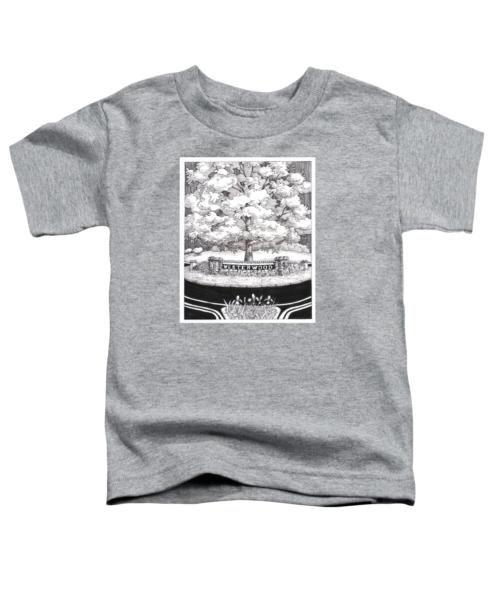 Black And White Toddler T-Shirt featuring the painting Westerwood Sign by Don Morgan