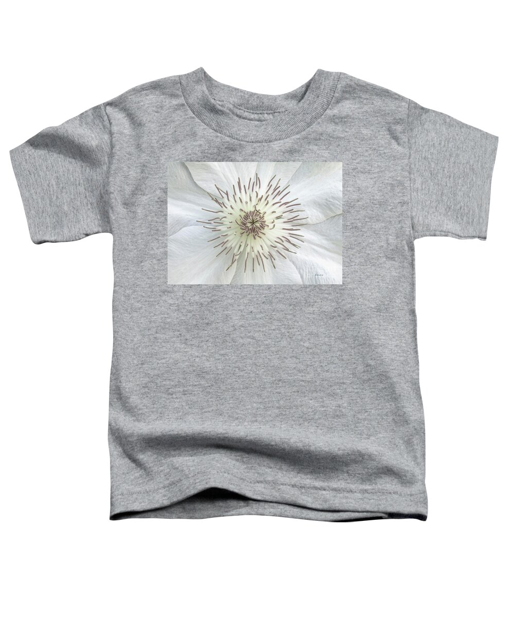 50121b Toddler T-Shirt featuring the photograph White Clematis Flower Garden 50121b by Ricardos Creations
