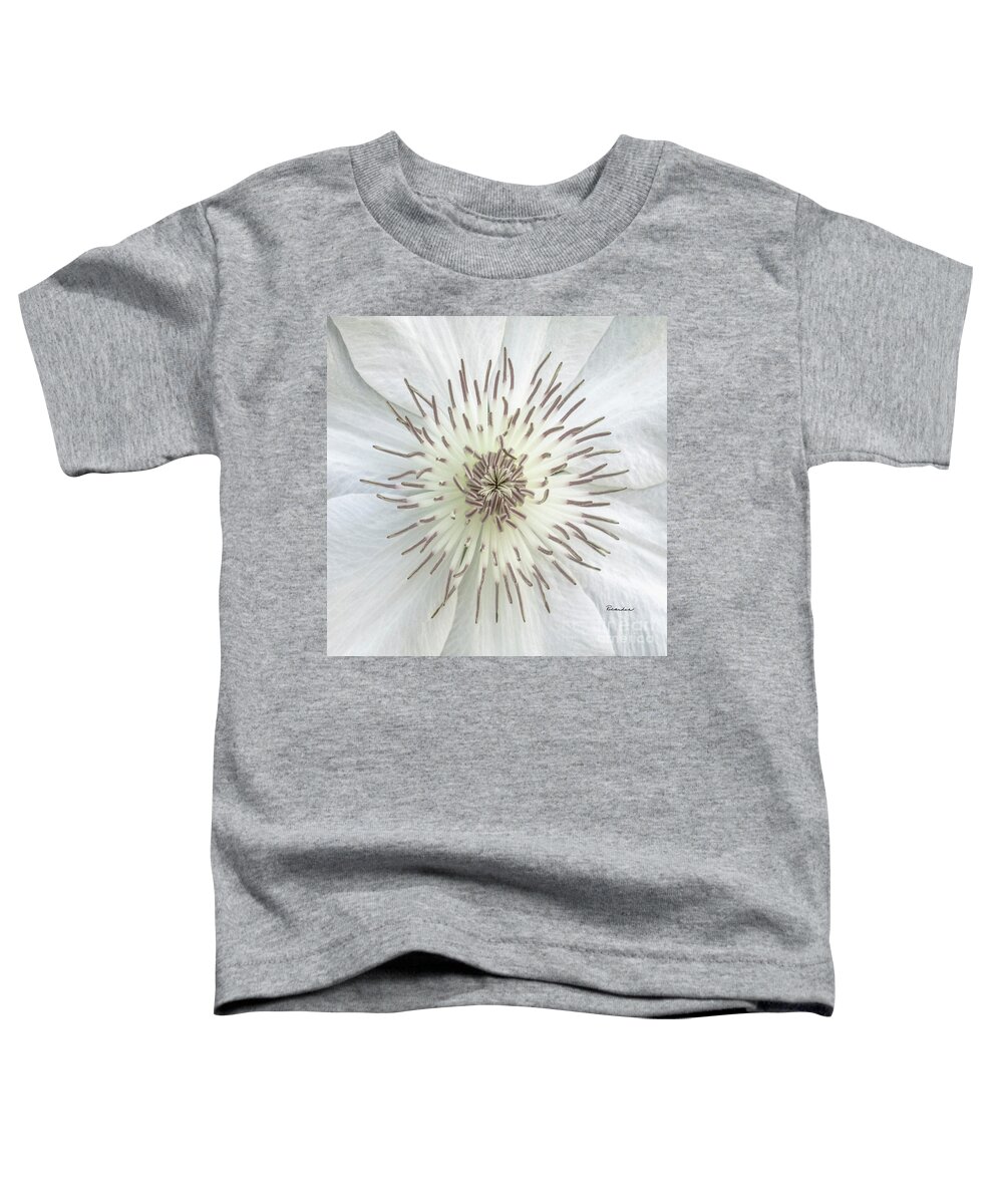 50121c Toddler T-Shirt featuring the photograph White Clematis Flower Macro 50121c by Ricardos Creations