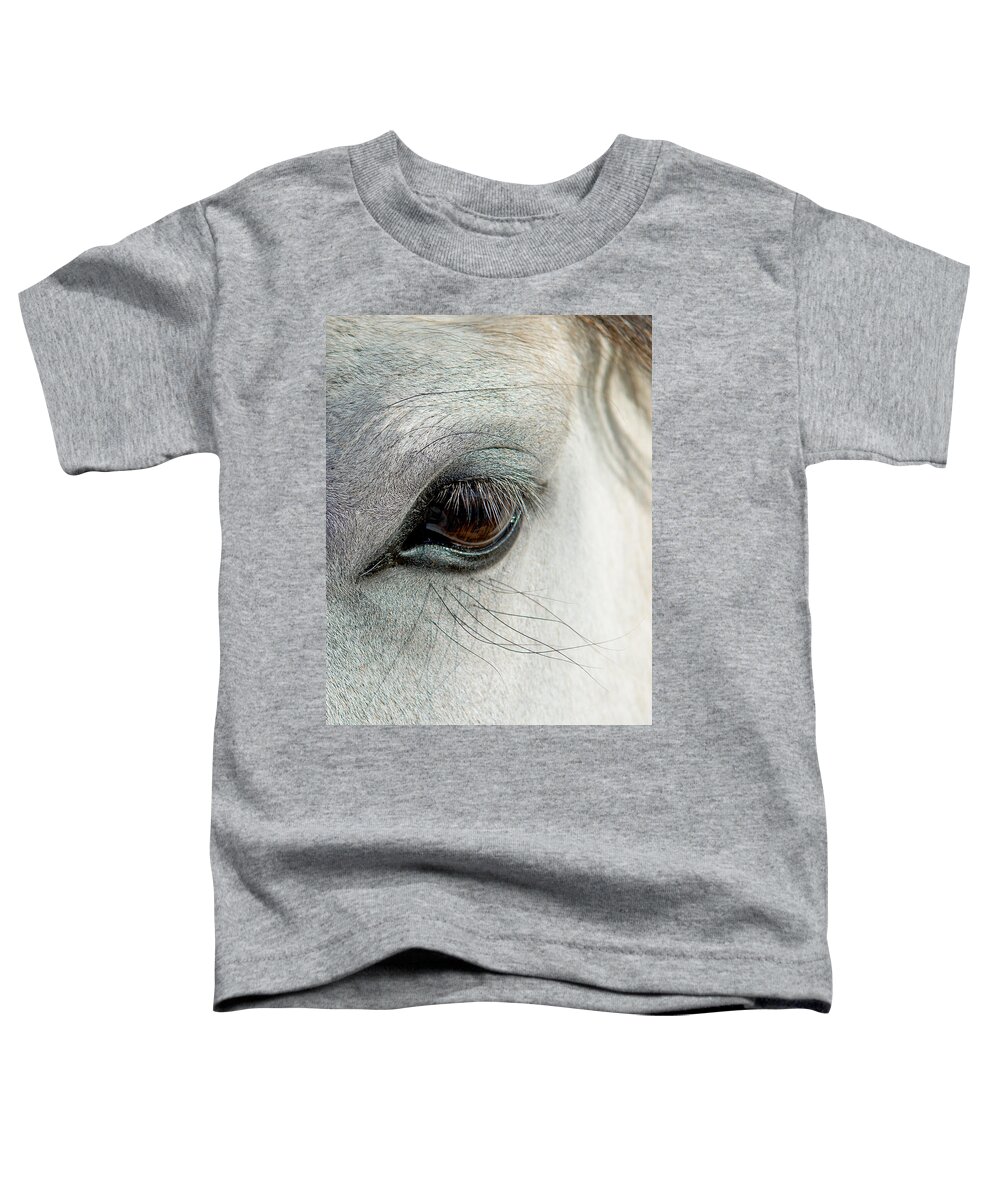 Horse Toddler T-Shirt featuring the photograph White Horse Eye by Andreas Berthold