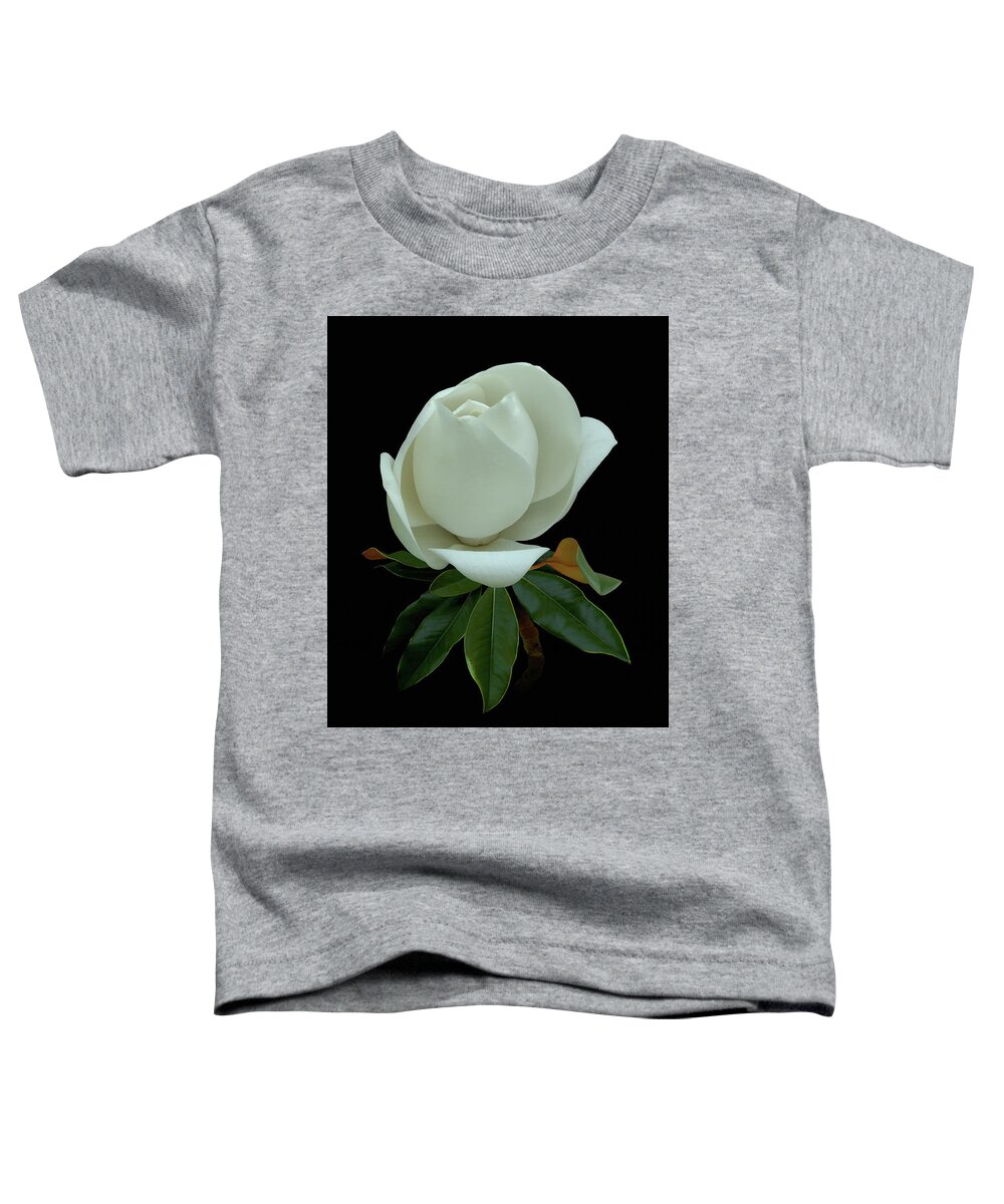 Flower Toddler T-Shirt featuring the digital art White Magnolia Bud by M Spadecaller
