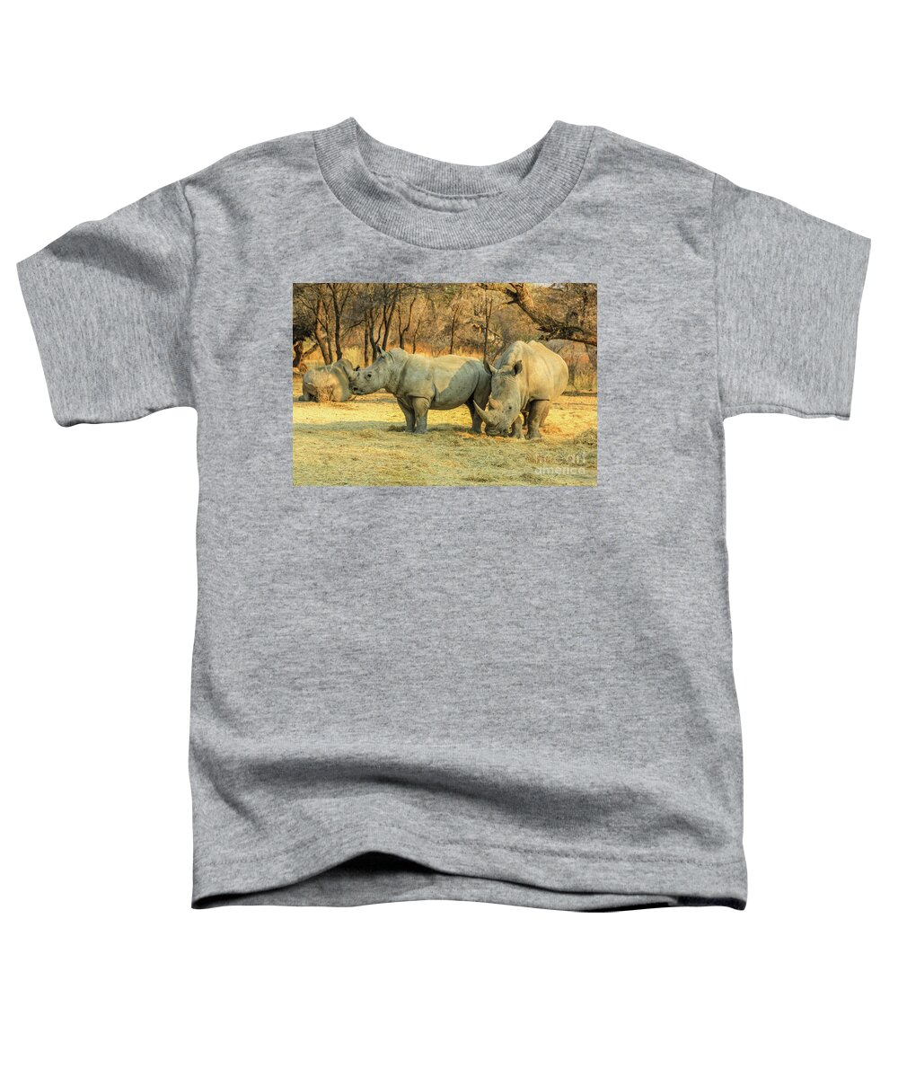 African Toddler T-Shirt featuring the photograph White rhinos by Benny Marty