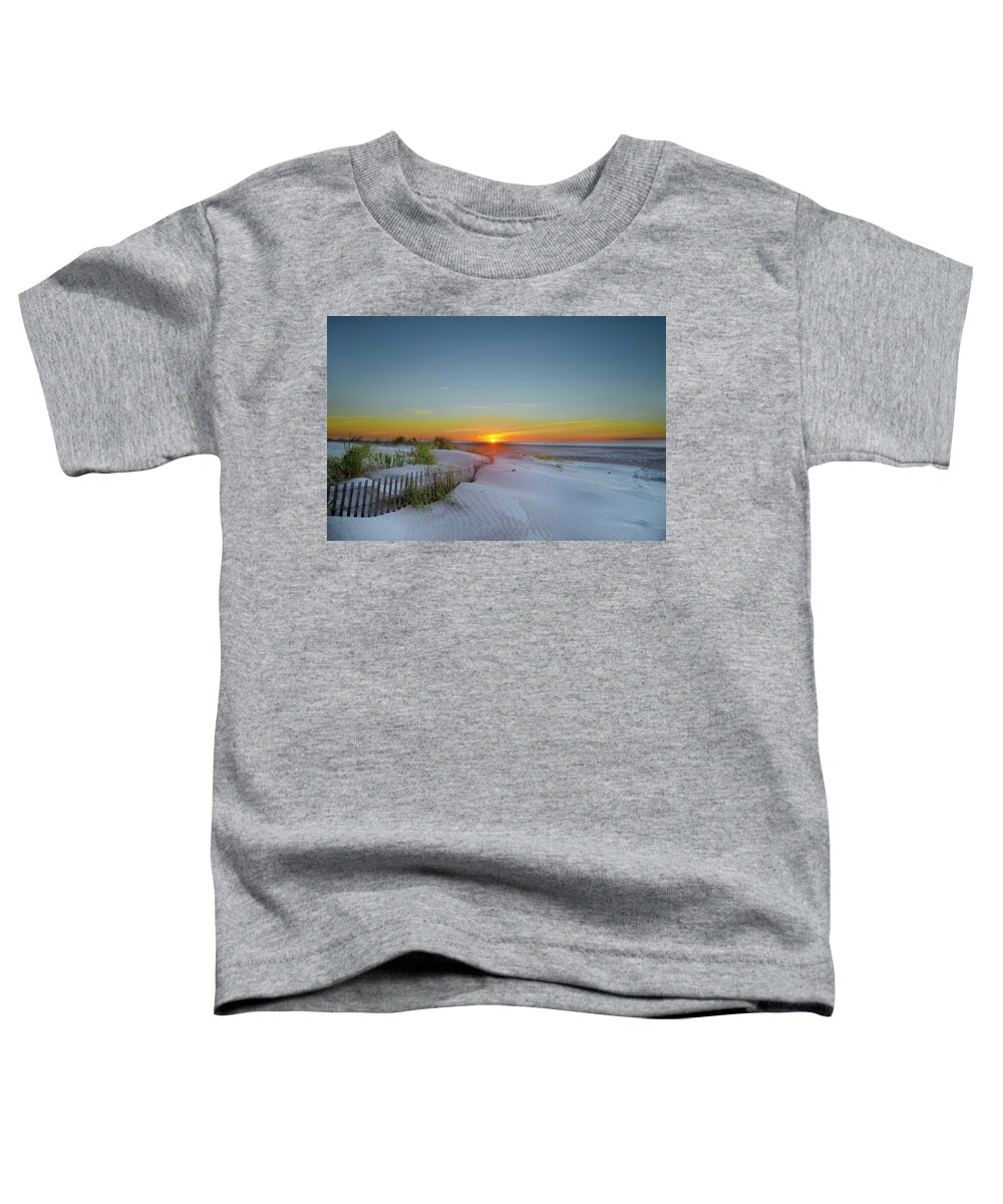 White Toddler T-Shirt featuring the photograph White Sands at Sunrise - Wildwood Crest New Jersey by Bill Cannon