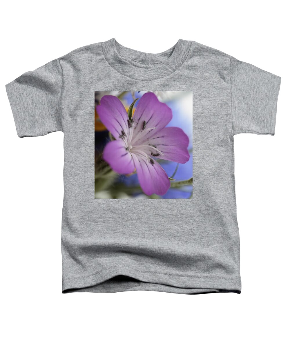 Wildflower Corn Cockle Flower Meadow Blue Purple Toddler T-Shirt featuring the photograph Wildflower by Ian Sanders