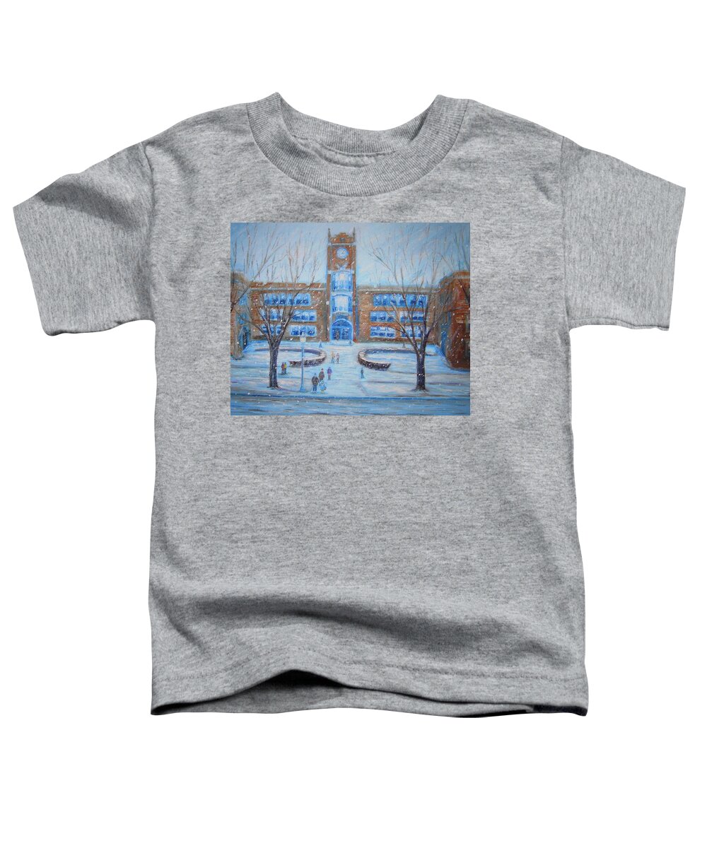 Snow Toddler T-Shirt featuring the painting Winter Break by Daniel W Green