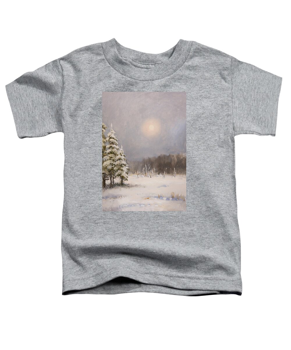 Winter Toddler T-Shirt featuring the painting Winter Stillness by Valentina Kondrashova