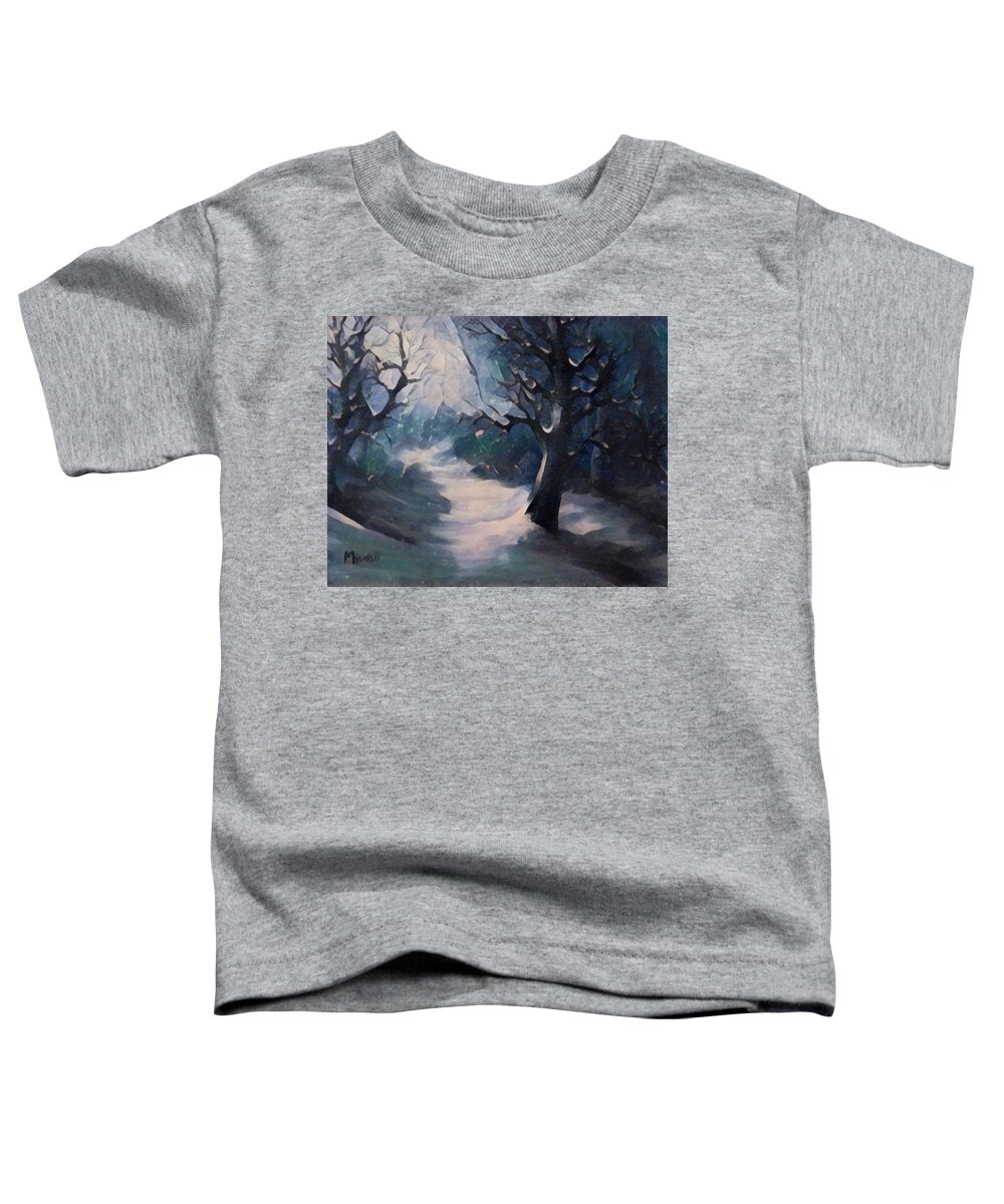 Landscapes Toddler T-Shirt featuring the painting Winter's eve by Megan Walsh