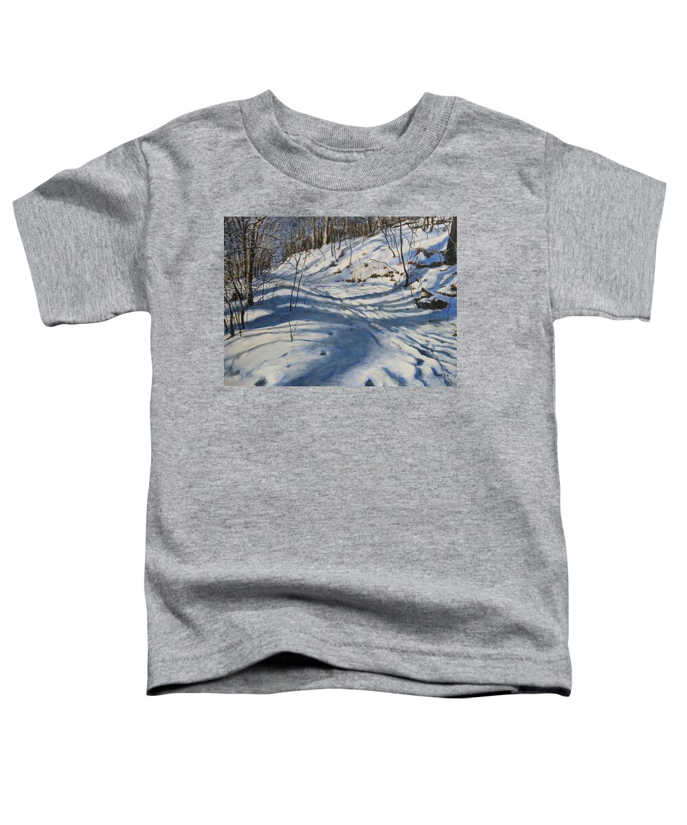 Winter Toddler T-Shirt featuring the painting Winter's Shadows by William Brody