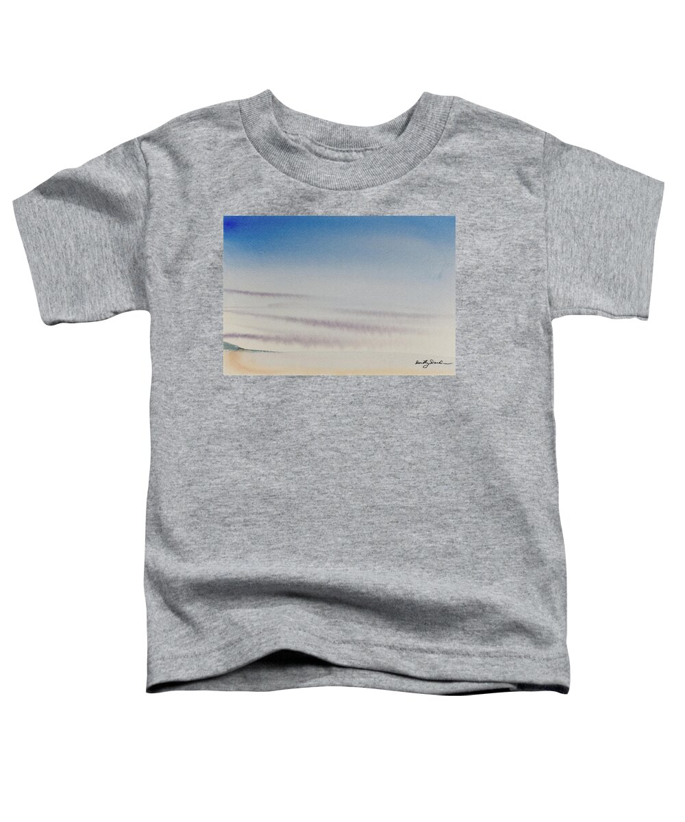Beach Toddler T-Shirt featuring the painting Wisps of clouds at sunset over a calm bay by Dorothy Darden