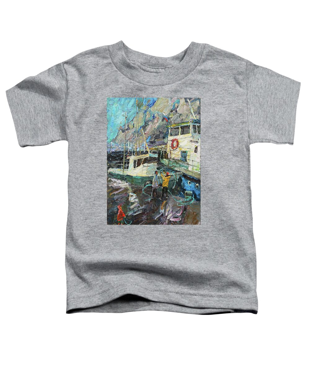 Sea Toddler T-Shirt featuring the painting With the dad by Juliya Zhukova