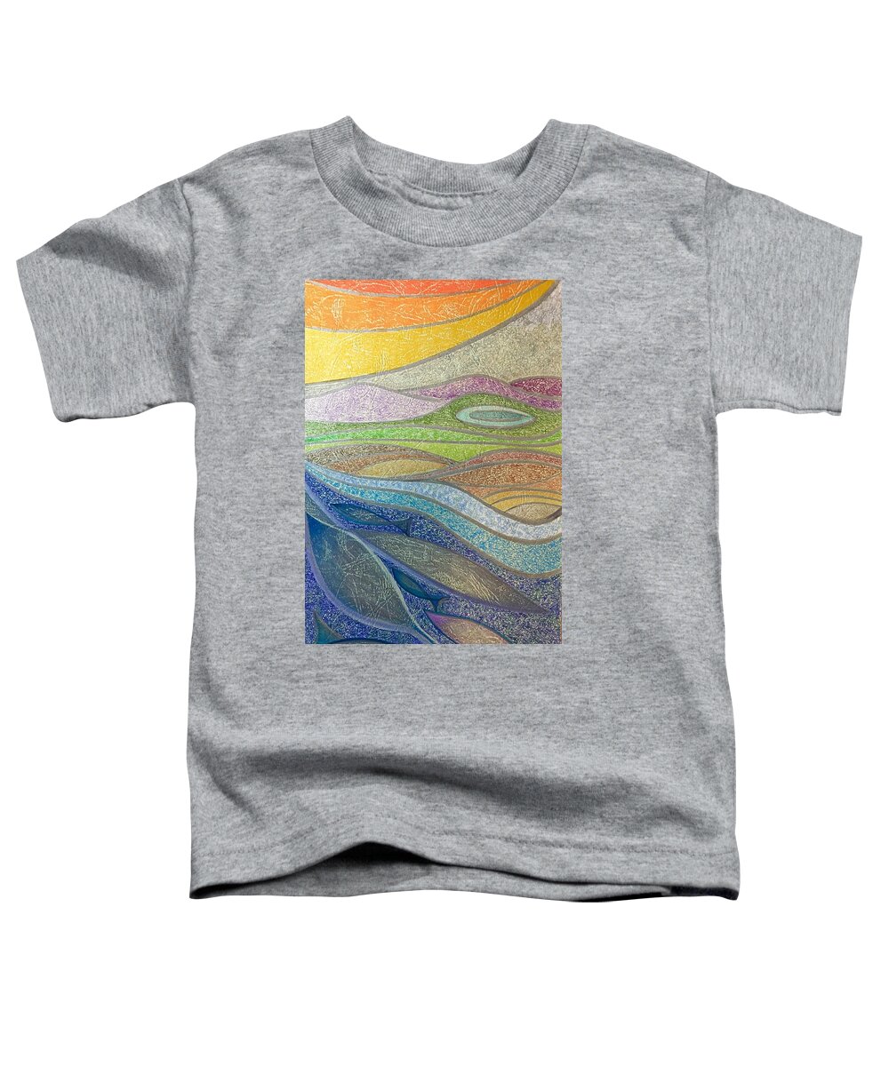 Colored Pencils Toddler T-Shirt featuring the mixed media With the flow by Norma Duch
