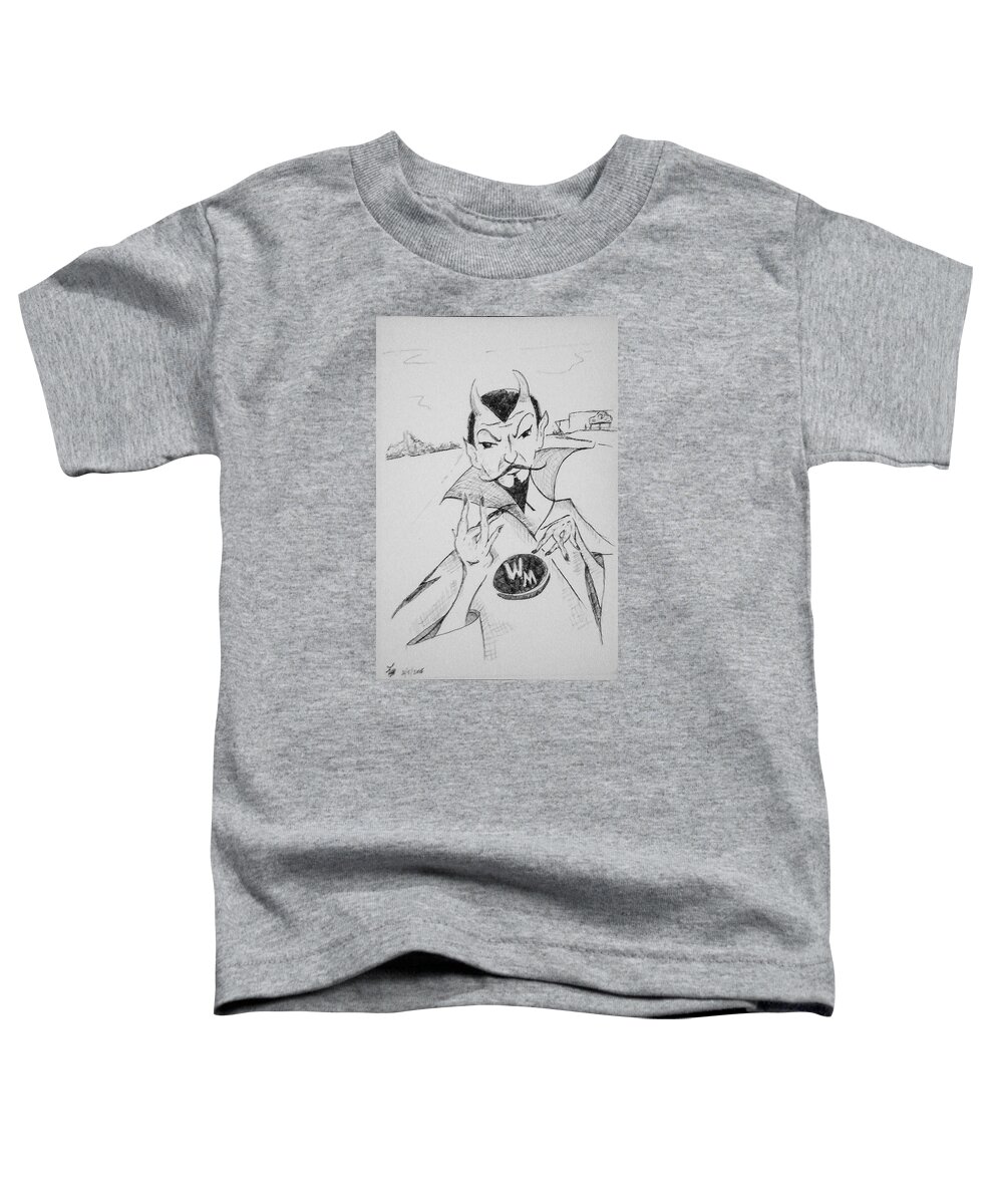 Devil Toddler T-Shirt featuring the drawing WM Blue Devils Sign by Loretta Nash