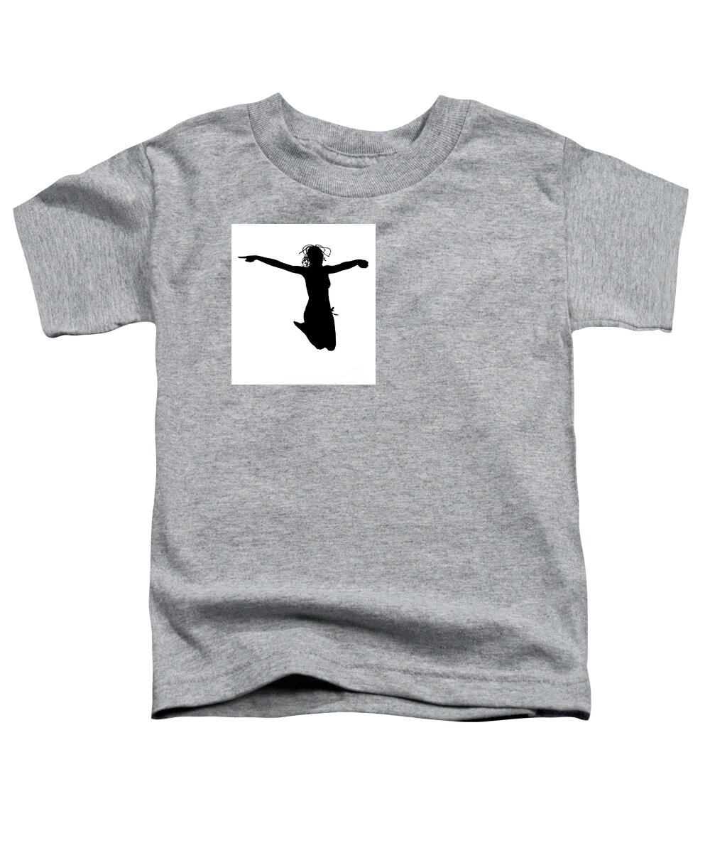 Silhouette Toddler T-Shirt featuring the digital art Woman jumping backlight by Benny Marty