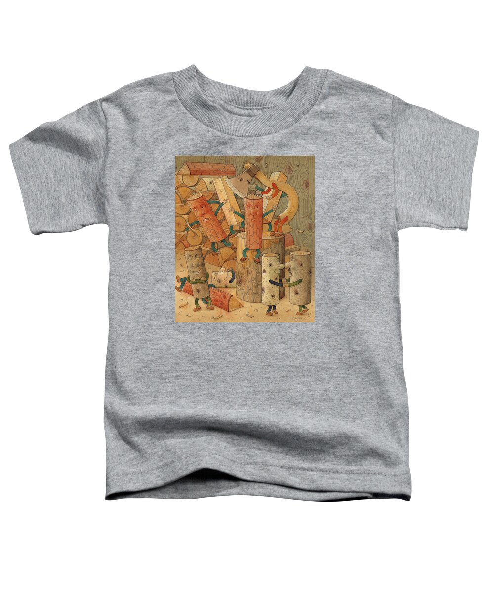 Wood Axe Firewood Toddler T-Shirt featuring the painting Wood by Kestutis Kasparavicius