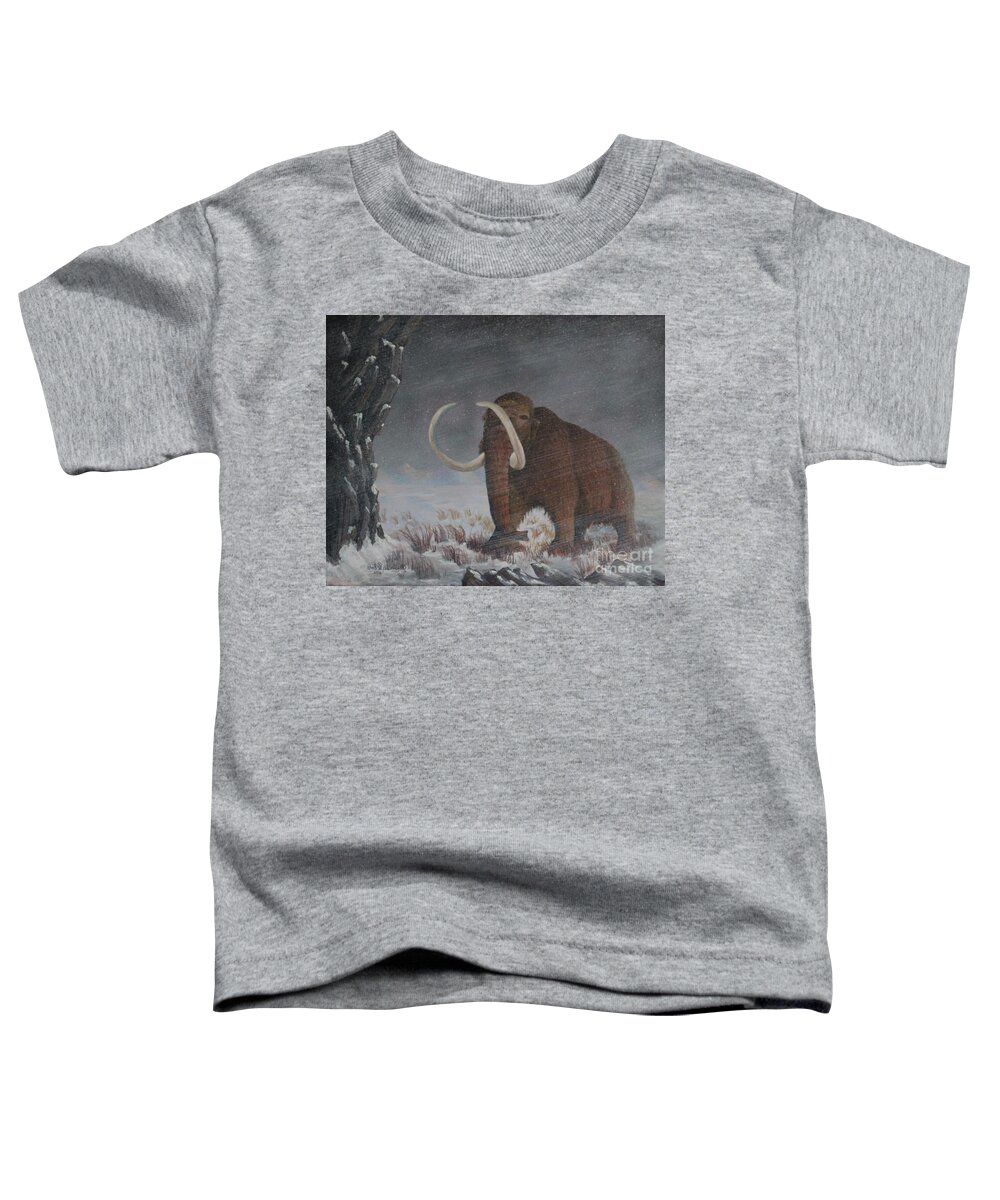 Mammoth Toddler T-Shirt featuring the painting Wooly Mammoth......10,000 Years Ago by Bob Williams
