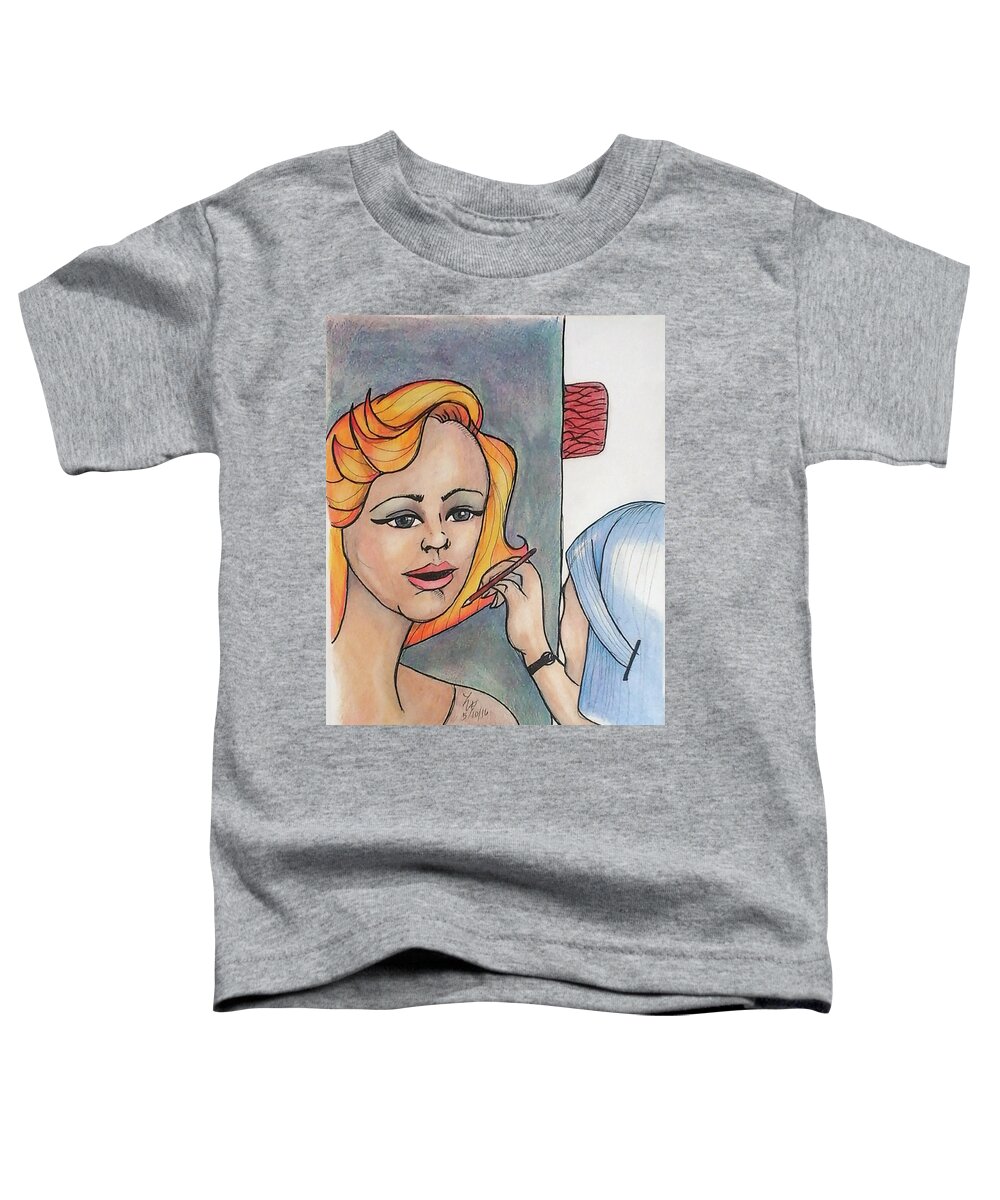 Portrait Toddler T-Shirt featuring the drawing Working Portrait by Loretta Nash