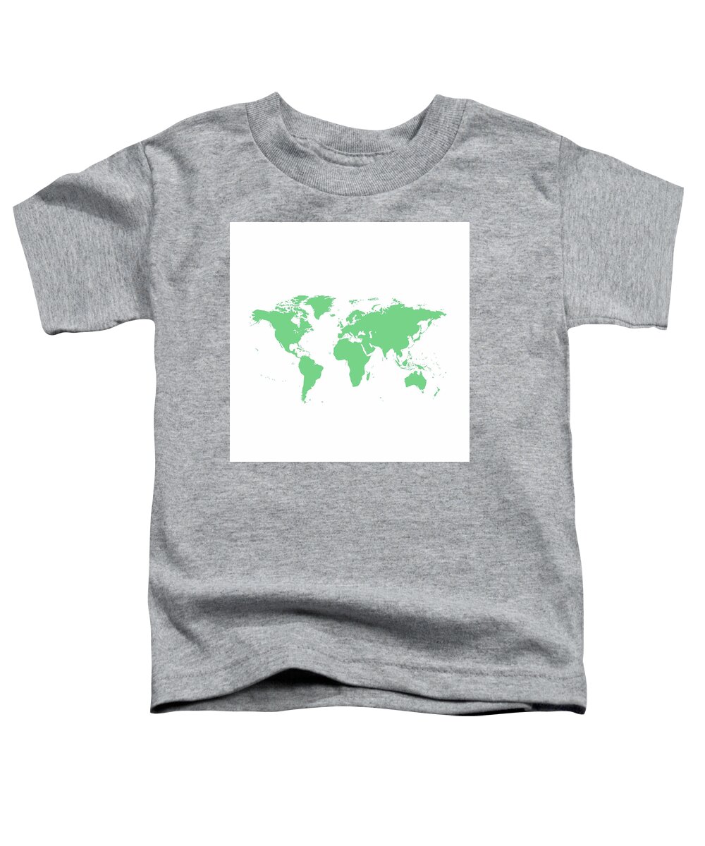 World Map Toddler T-Shirt featuring the digital art World Map - Green by Marianna Mills
