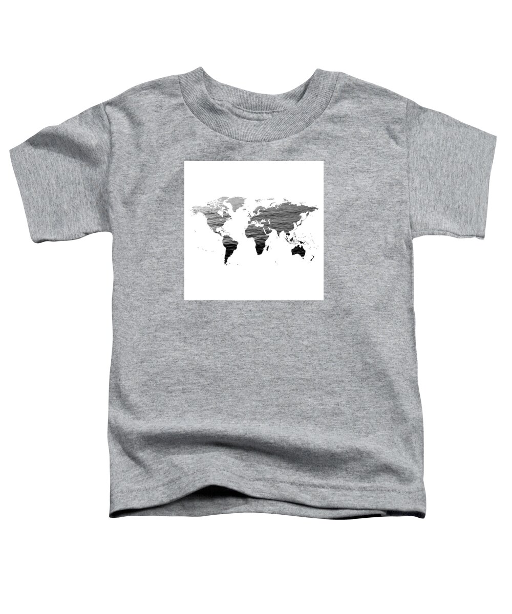 World Map Toddler T-Shirt featuring the photograph World Map - Ocean Texture - Black and White by Marianna Mills