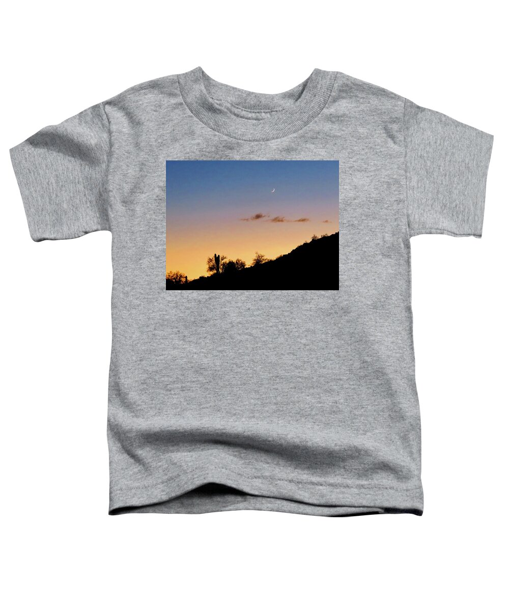 Desert Landscape Toddler T-Shirt featuring the photograph Y Cactus Sunset Moonrise by Judy Kennedy