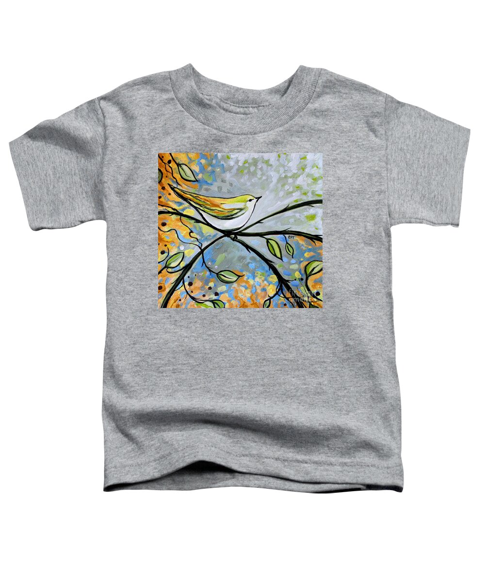 Bird Toddler T-Shirt featuring the painting Yellow Bird Among Sage Twigs by Elizabeth Robinette Tyndall