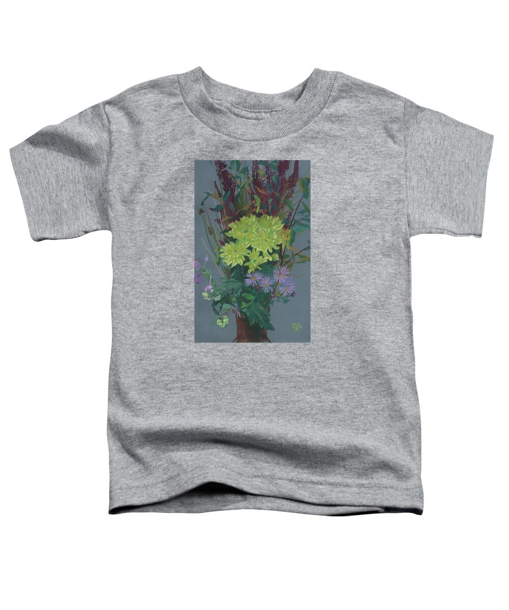 Pastel Painting Toddler T-Shirt featuring the pastel Yellow chrysanthemum by Julia Khoroshikh