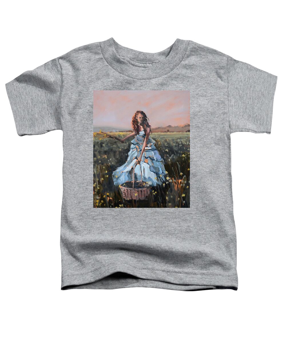 Woman Toddler T-Shirt featuring the painting Yellow Fields by Donna Tuten