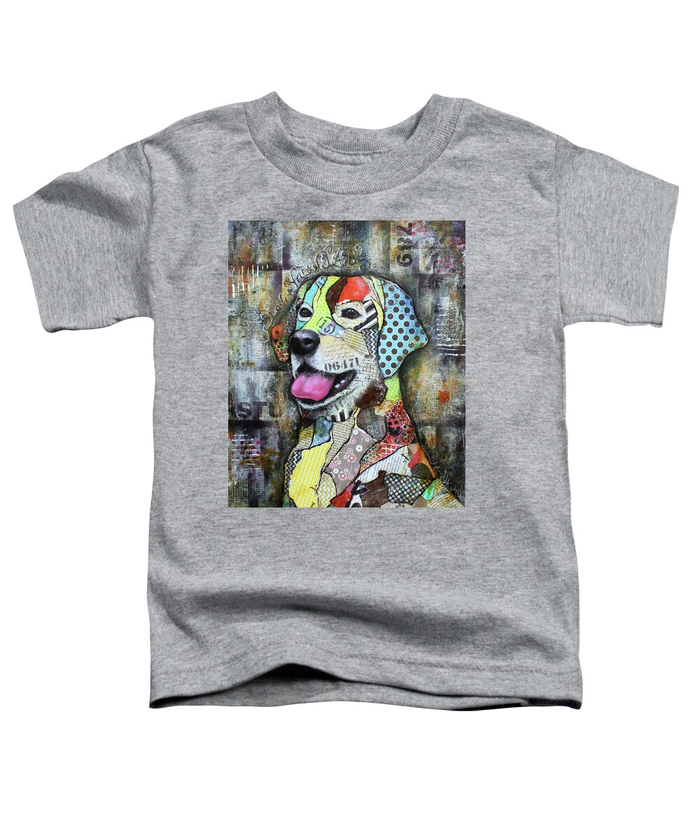 Labrador Retriever Toddler T-Shirt featuring the mixed media Yellow Lab by Patricia Lintner