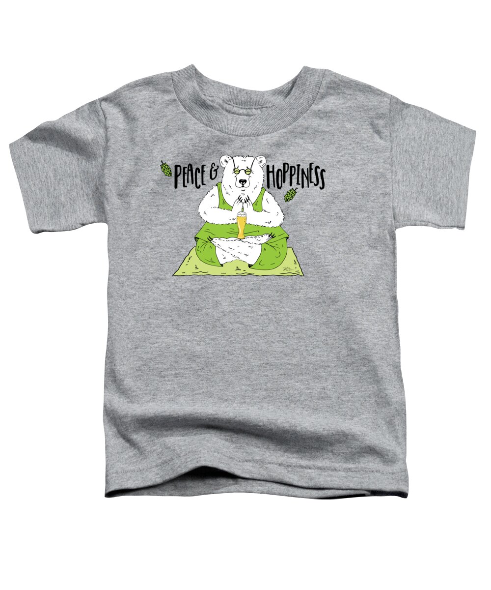 Beer Toddler T-Shirt featuring the mixed media Yoga Beer Bear by Shari Warren